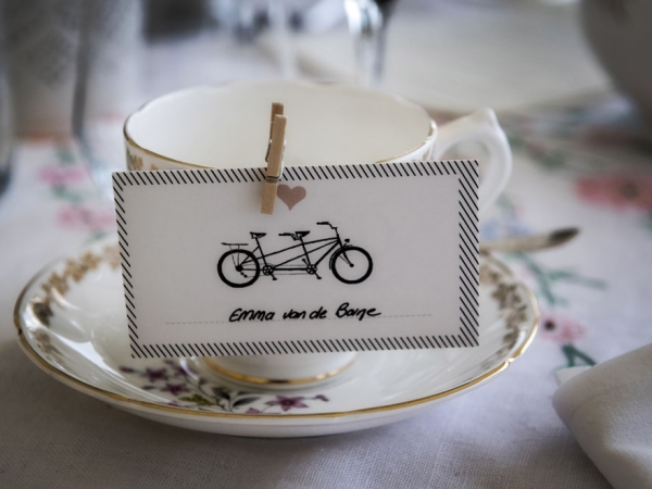 vintage tea cups and saucers place cards, cheshire wedding photographer
