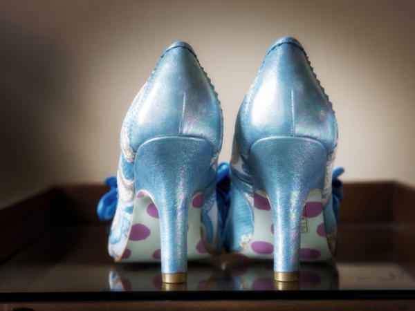 blue bridal shoes, staffordshire wedding photographer, heath house weddings