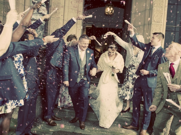 bride and groom confetti, staffordshire wedding photographer, heath house weddings