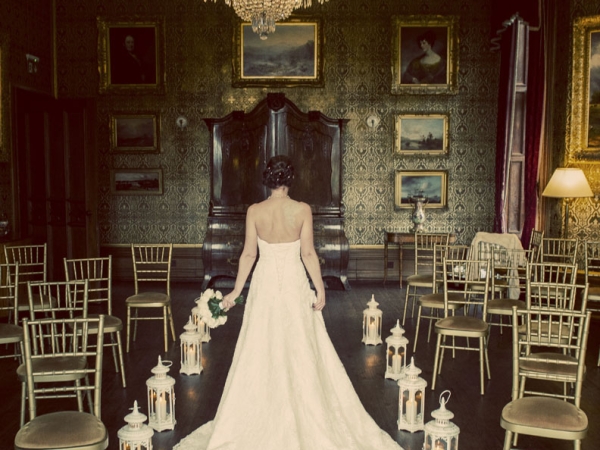 bride, long train of dress, rear, staffordshire wedding photographer, heath house weddings