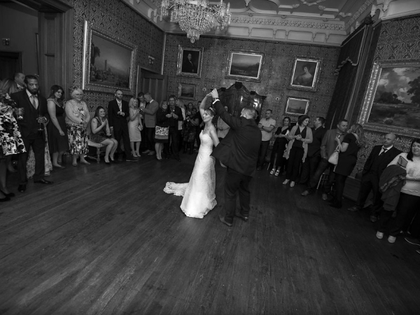black and white bride and groom first dance, staffordshire wedding photographer, heath house weddings