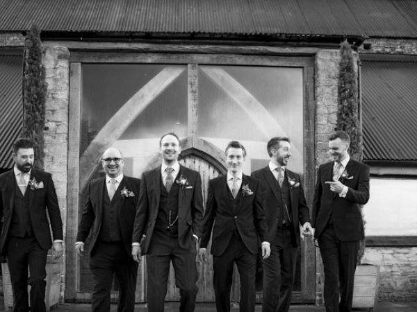 black and white, groom and best men, gloucestershire wedding photographer, cripps barn