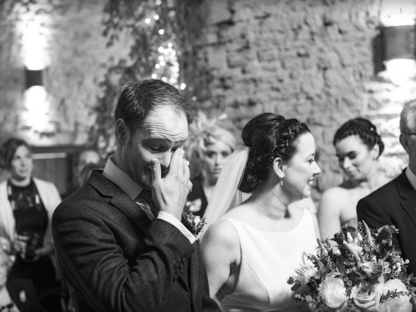 black and white bride and groom vows, gloucestershire wedding photographer, cripps barn