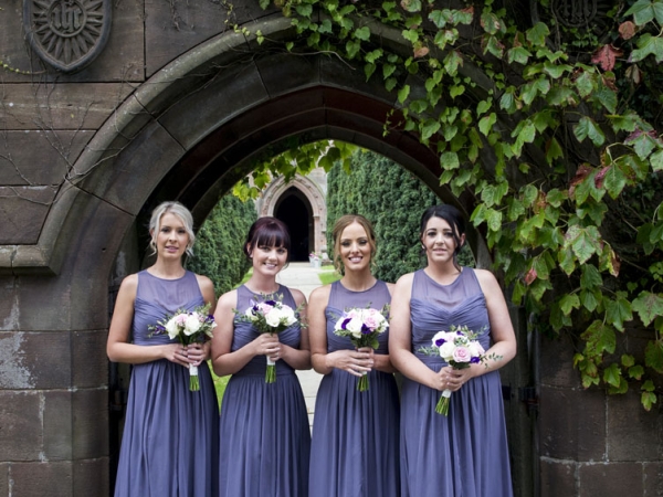 purple bridesmaids, staffordshire wedding photographer, hoar cross hall weddings