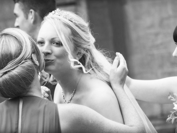 bride kiss bridesmaid, staffordshire wedding photographer, hoar cross hall weddings