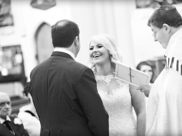 bride and groom vows, black and white, cheshire wedding photographer, crewe hall