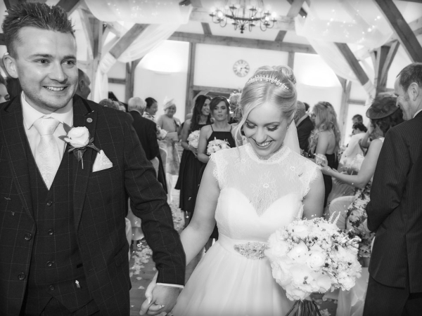 black and white, bride and groom confetti, cheshire wedding photographer, sandhole oak barn