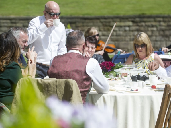 afternoon tea outdoors, staffordshire wedding photographer, heath house weddings