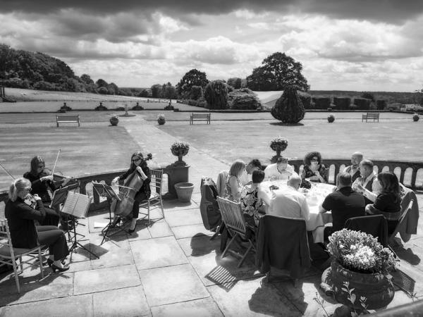afternoon tea outdoors black and white, staffordshire wedding photographer, heath house weddings