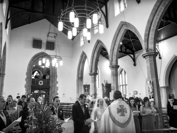 black and white bride and groom vows church, warwickshire wedding photographer, Ansty Hall